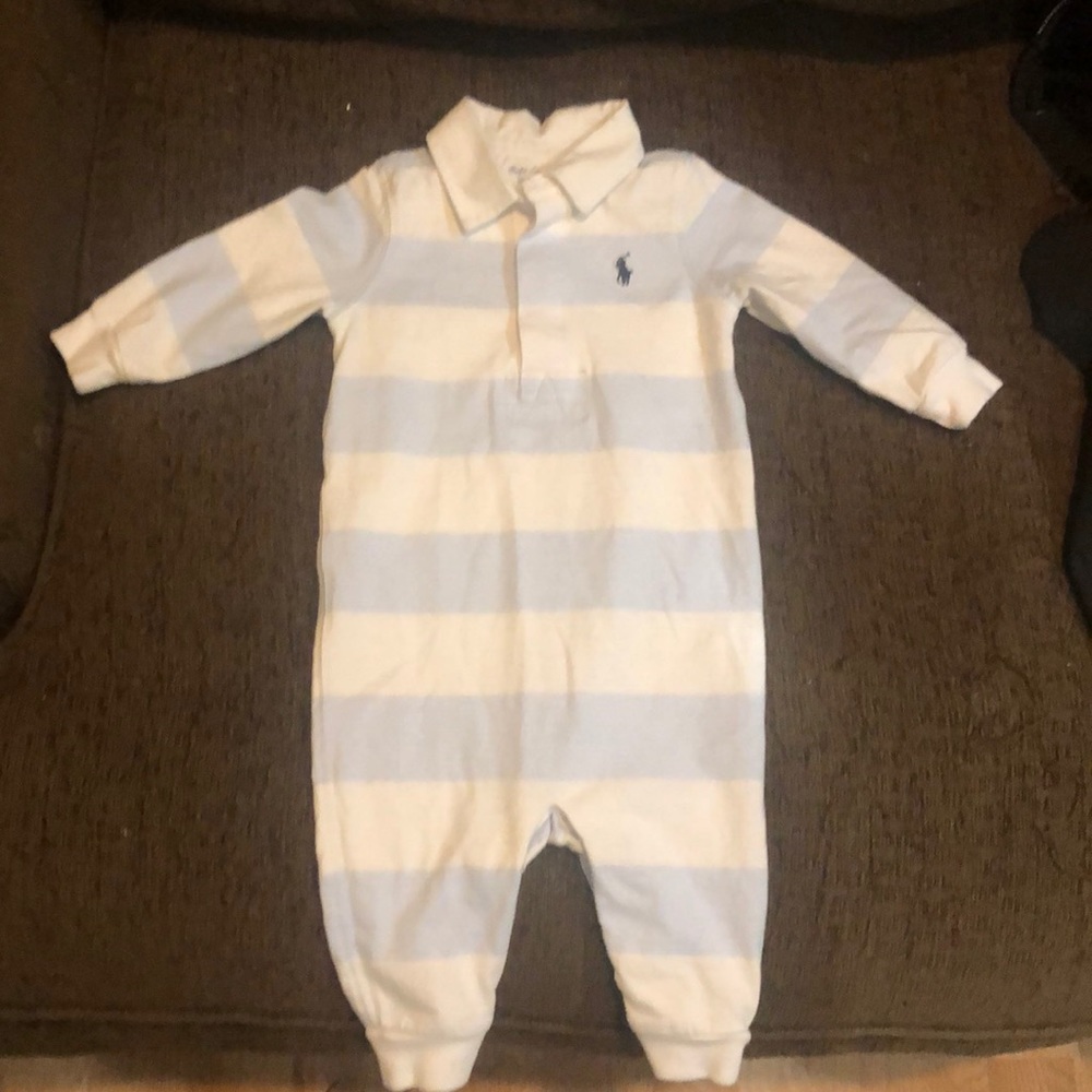 Ralph Lauren long sleeve baby onesie.